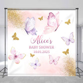 Lofaris Pink Butterfly Baby Shower Backdrop With Custom Name